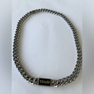 D&G/Dolce&Gabbana Silver Logo Plaque Necklace, Never worn